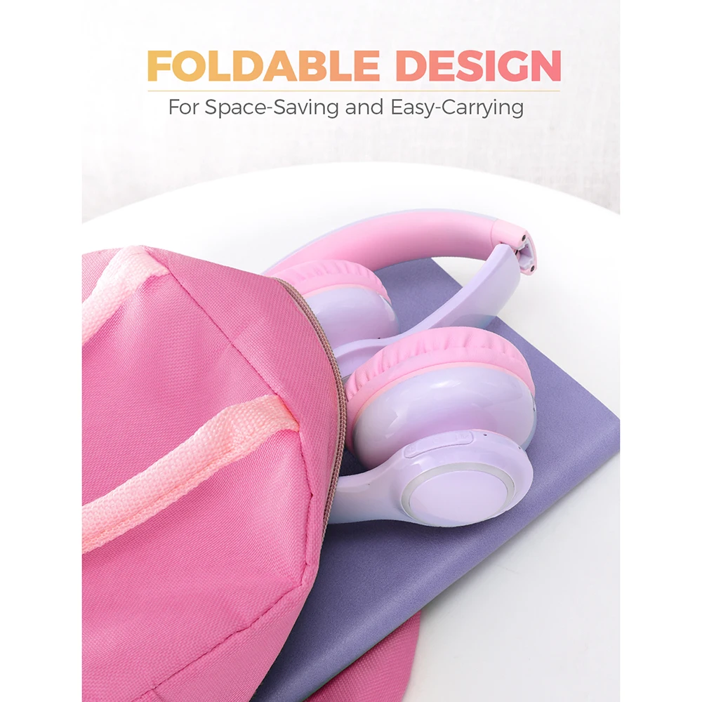 Mpow CH9 Kids Headphones Foldable Bluetooth Headphone With Mic LED Light 85dB Volume Limit Headset For Boys Girls Teens Children