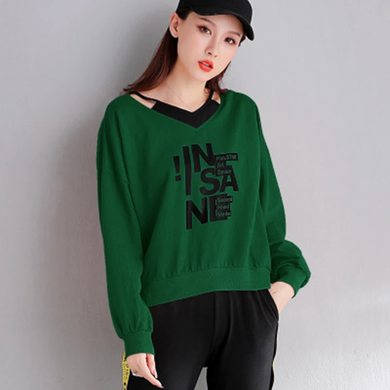 Kawaii толстовка женская Топы Повседневная Женская Толстовка sudadera mujer принт Корея длинный рукав кофты harajuku Женская одежда - Цвет: Зеленый