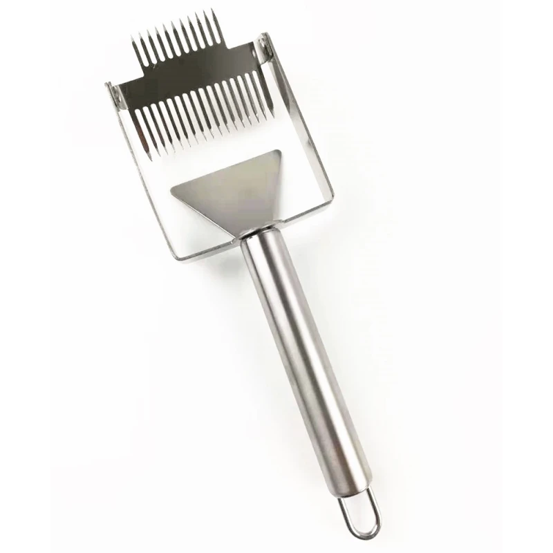  Double-tooth Multi-purpose Stainless Steel Cutting Honey Fork Scraping Honey Spatula Scraper Beehiv