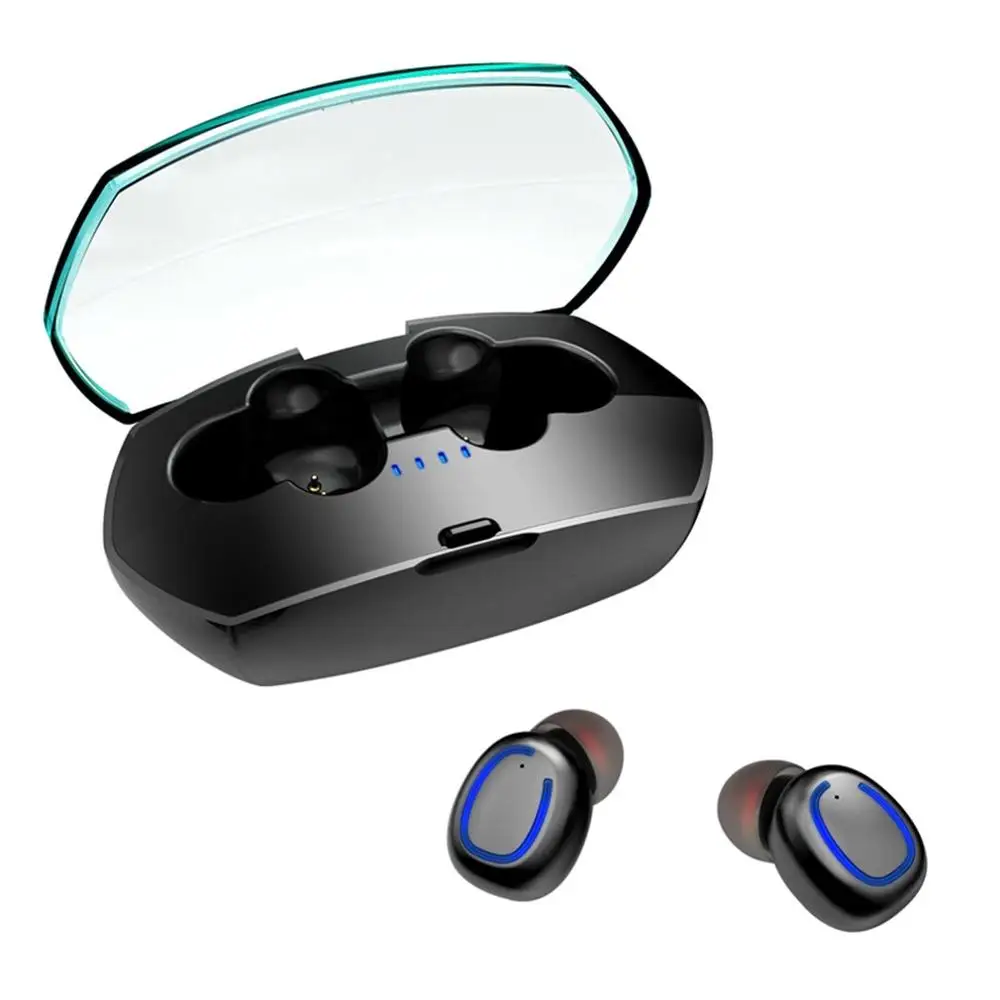 Черный TWS Bluetooth 5,0 наушники стерео беспроводные наушники водонепроницаемые с портативной зарядной коробкой - Цвет: Черный
