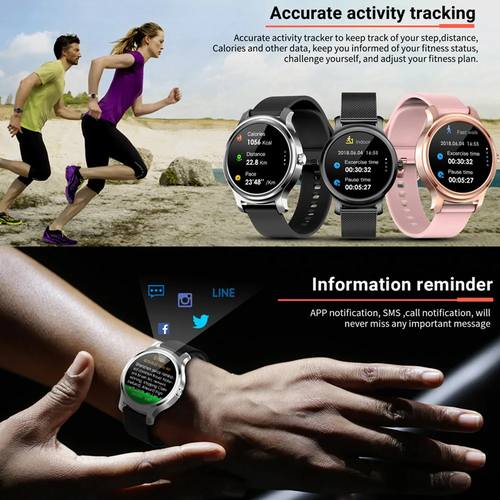 SCOMAS Роскошные Смарт-часы для мужчин и женщин 1,2" сенсорный дисплей монитор сердечного ритма SMS напоминание Bluetooth Вызов фитнес-трекер умные часы