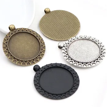 

5pcs 30mm Inner Size Antique Silver Plated Black and Bronze Plated Baroque Line Style Cabochon Base Setting Charms Pendant