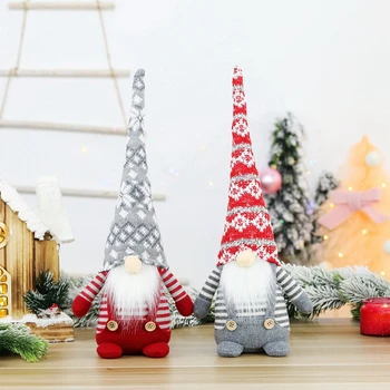 

Christmas Tree Plush Long Hat Santa Hanging Ornaments,Handmade Swedish Santa Gnome, Scandinavian Santa Elf Doll Table Ornaments