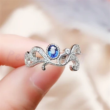 

Natural real blue sapphire ring 925 sterling silver Free shipping Handworked rings 4*3mm 0.35ct gemstone Fine jewelry #R991201