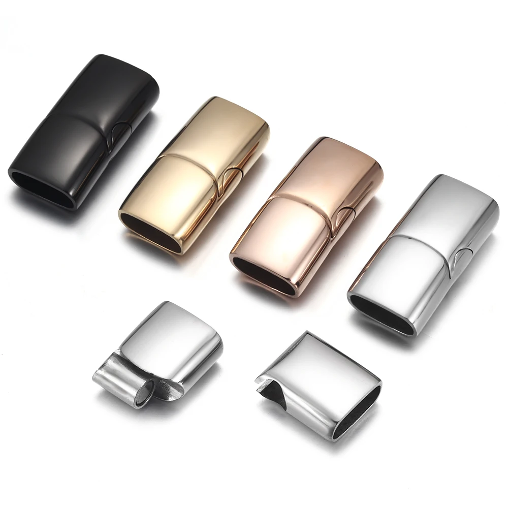 

2sets Stainless Steel Magnetic Clasp Hole 10*5mm 12*6mm Gold Leather Cord Clasps Magnet DIY Jewelry Making Bracelet Supplies