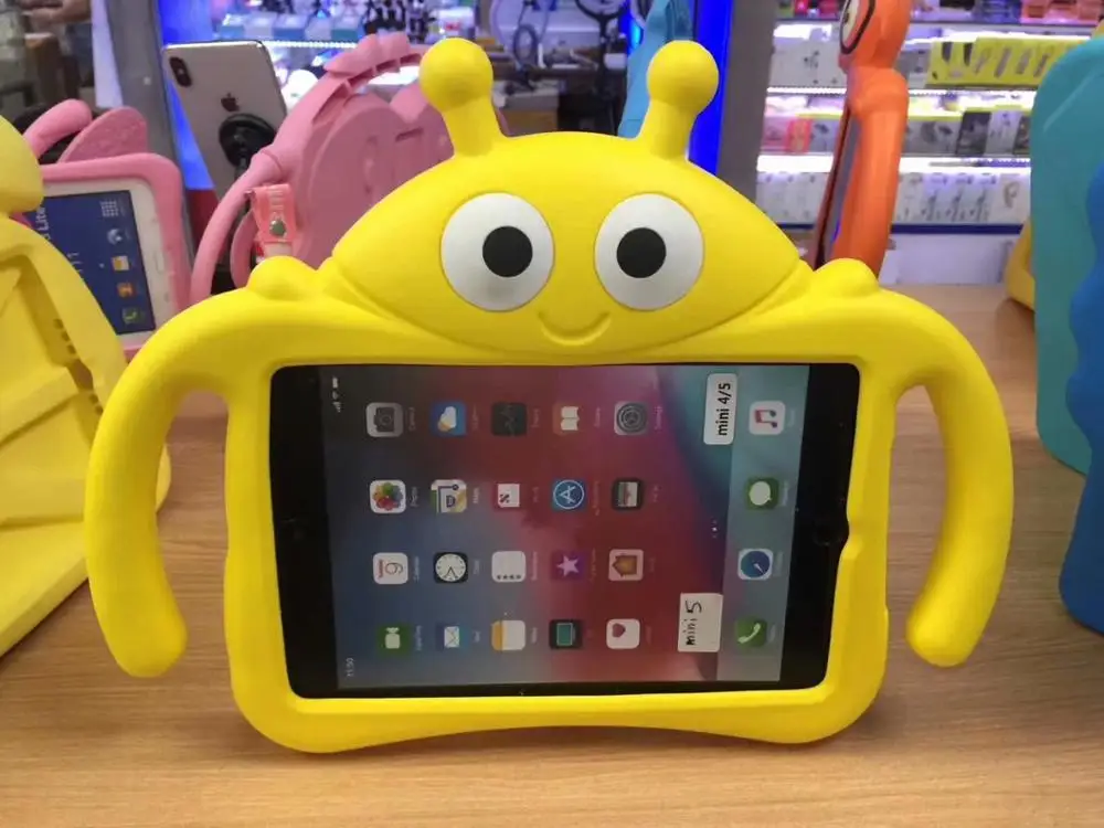 Для Apple iPad Mini 1 2 3 4 5 ударопрочный силиконовый детский чехол с милым 3D рисунком пчелы для iPad MINI4 MINI5 7,9 ''подставка funda+ ручка