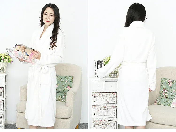 Night Robe Sleepwear Bathrobe Women Robes Thick Plus-sized Korean-style Long Sleeve Open Front Lace-up Men And Women Pajamas
