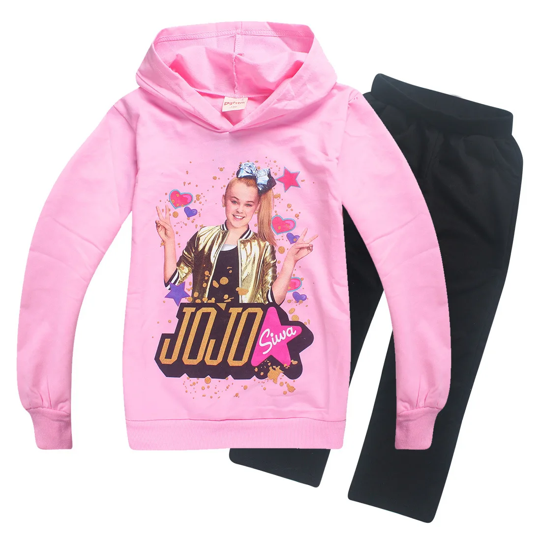 JOJO Siwa/комплекты для малышей Модная уличная одежда, рубашка с длинными рукавами пальто на молнии комплект из 2 предметов, одежда для маленьких девочек от 8 до 12 лет, на День Благодарения, черного цвета