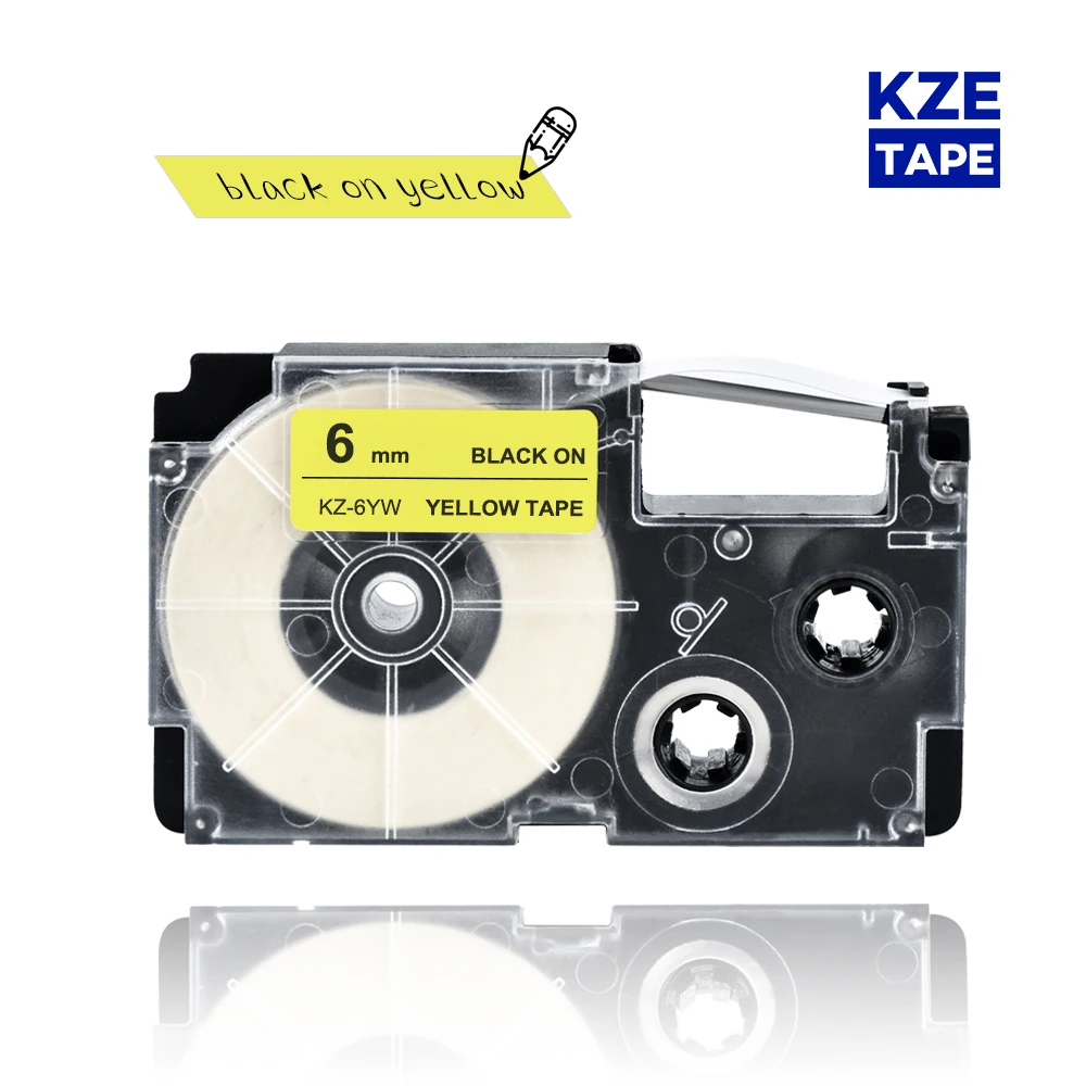 6mm Casio Black on Yellow compatible label tapes XR6YW XR 6YW XR-6YW for KL-60 typewriter KL-60SR KL120 EZ Label Maker | Компьютеры и