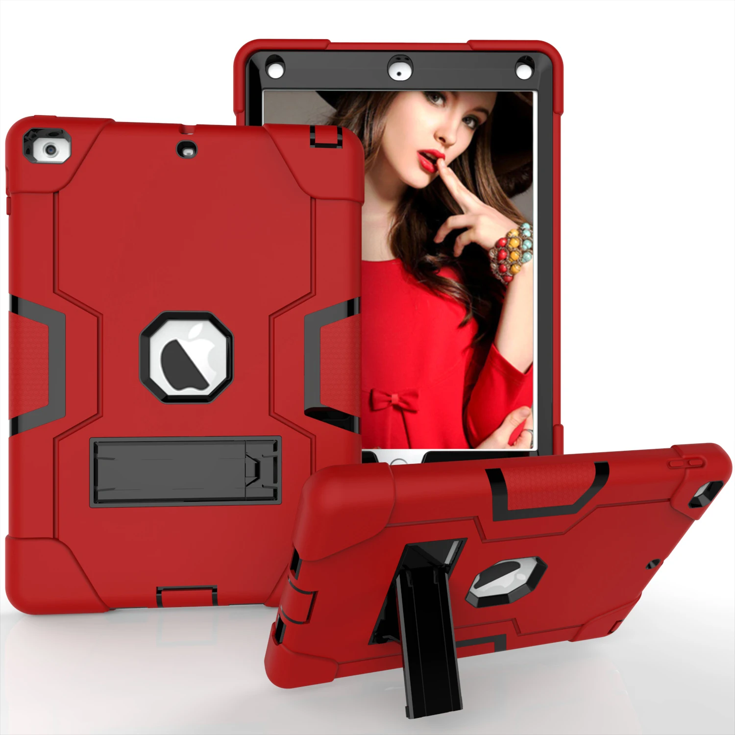 for iPad 9.7 red Противоударный чехол для нового iPad 9," Дети броня сверхмощный силиконовый Твердый защитный чехол для iPad 9,7 5/6 Gen - Цвет: for iPad 9.7 red