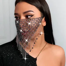 Máscara de cristal para mascarada para mujer, joyería de fiesta, red de pesca, máscara facial brillante de Metal con diamantes de imitación, 2021
