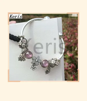 

High Quality Reproduction 1:1 100%925 Pure Silver Flower Beads DIY String Jewelry Open Bracelet Free Of Charge