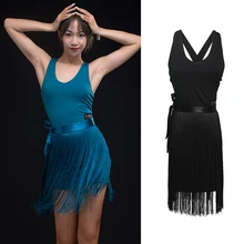 Платье для латинских танцев, сексуальное платье для взрослых без рукавов, шарф с бахромой, Румба, Самба, сальса, ча-ча, Одежда для танцев, одежда для латинских танцев, одежда для занятий танцами, DN4253