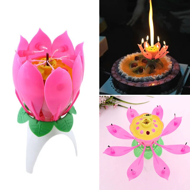 Радость пение музыка день рождения свеча Monolayer Lotus Цветущая музыкальная AIA99|Свечи|