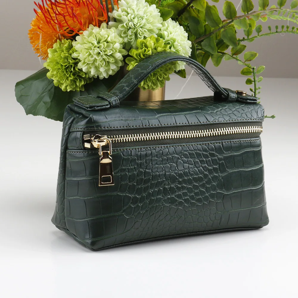 Crocodile green Сумка из кожи страуса, сумка-клатч из коровьей кожи, дизайнерская женская сумка из натуральной кожи, сумочка-кошелек, сумки, женские сумки известных брендов - Цвет: Crocodile green