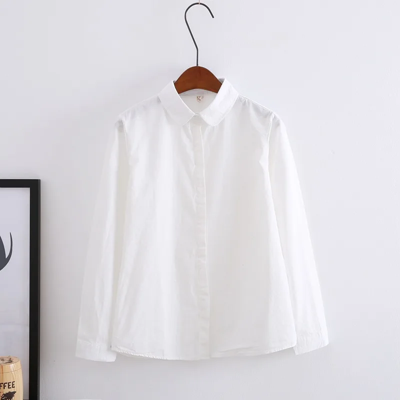 AYAOZT branco blusa feminina trabalho одежда estudante Botas primavera outono manga longa algodão senhoras topos camisa S-XXL bl |