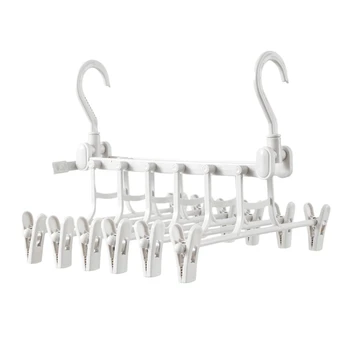 

PHFU-Multi-Function Magic Drying Pants Holder Rack Clothing Wardrobe Store Folding Double Hook Windproof Clothes Hanger