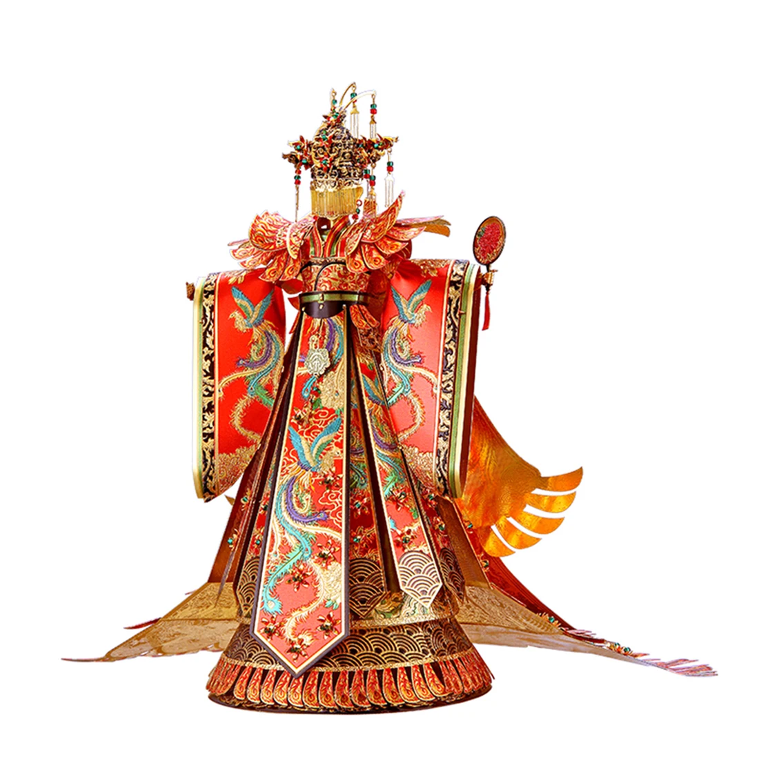 

Red Dowry Series Tradictional Chinese Wedding Dress Sedan Palace Lantern Model Kits DIY 3D Metal Puzzles Assemble Jigsaw Toy