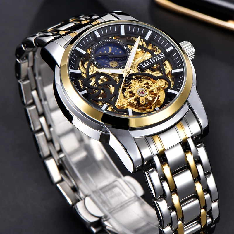 Haiqin Steel Mechanical Watch Men Watches Luxury Brand Watch Men Automatic Wristwatch Mens Mil-4