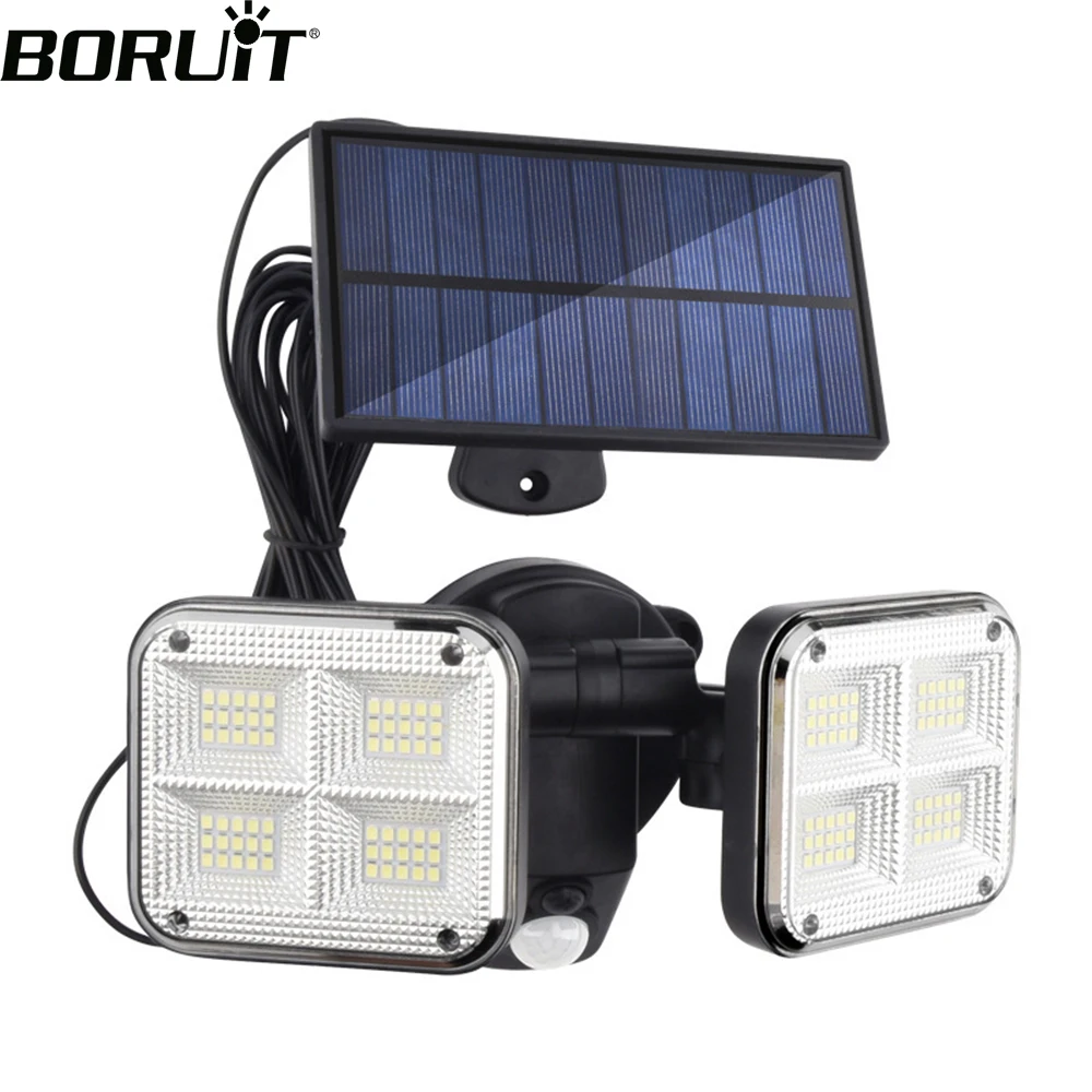 BORUiT 20w Super Bright Solar Lights 120 LEDs Waterproof Outdoor Indoor Solar Lamp PIR Motion Sensor Street Light for Garden