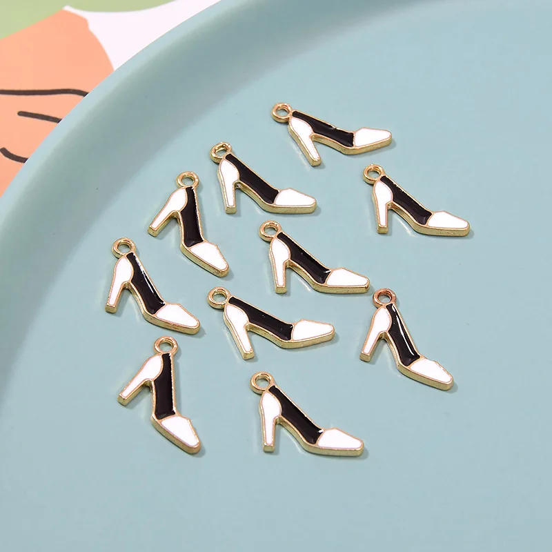 

10pcs Korea Style Black and White High Heel Shoe Charms Pendant For DIY Bracelet Necklace Earrings Jewelry Making Accessories