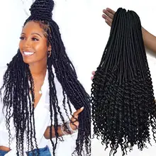 

Dasama 20 Inch Black Curly Goddess Faux Locs Crochet Hair Soft Synthetic Crochet Braid Dreadlocks Braiding Hair for Black Women