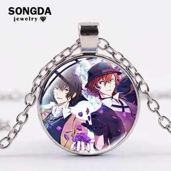

SONGDA Bungou Stray Dogs Anime Necklace Exquisite Crystal Glass Art Pendant Dazai Osamu Nakahara Chuya Nakajima Atsushi Necklace