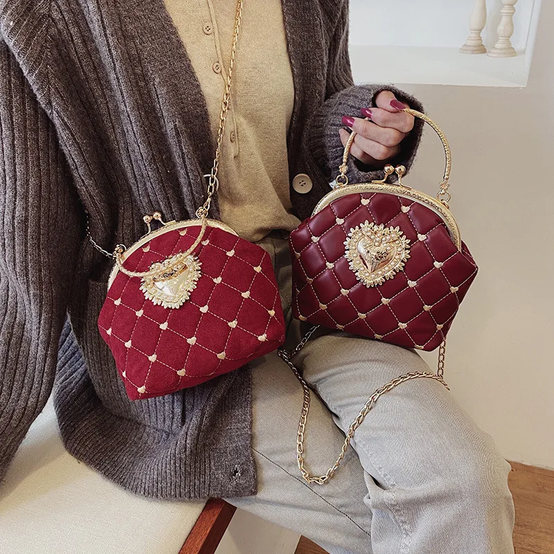 Женская бархатная сумочка, Винтажный дизайн в виде сердца, вечерняя сумочка, Свадебная вечеринка, клатч для невесты, сумки на плечо, кошелек