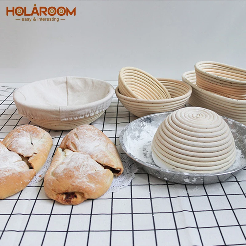Корзина для хранения хлеба из натурального ротанга Holaroom круглые овальные