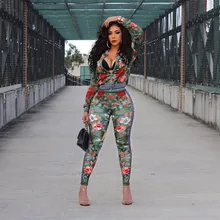 Спортивный комплект из двух предметов с цифровой печатью для женщин, Осенний Повседневный Топ с круглым вырезом и длинным рукавом, облегающие длинные уличные штаны# g4