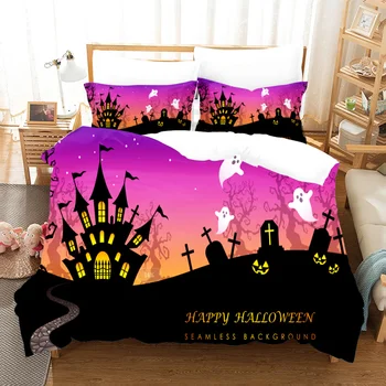 

Yi chu xin 3d Halloween bedding set luxury skull duvet cover set Custom size queen comforter sets bed comforter