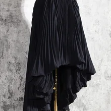 Негабаритная маятниковая плиссированная юбка, новинка, облегающая Талия, маятник, неровная передняя короткая и длинная сморщенная юбка для женщин