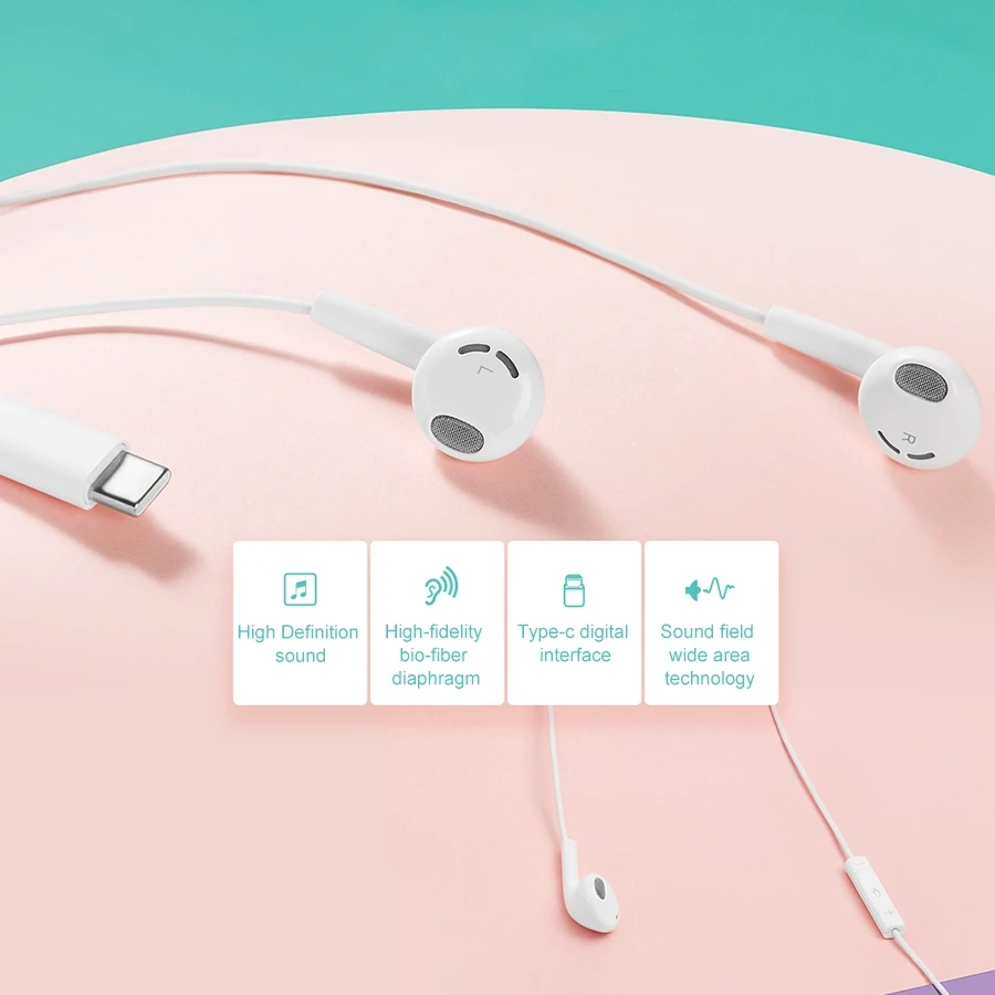 MEIZU EP3C USB C Type C Jack In ear Wired Control Earphone Support Calls Cable Length 1 2m White 