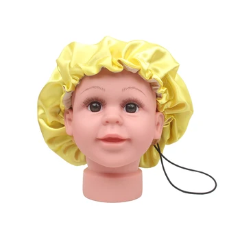 

Customized Virgin Hair extensions child baby satin silk cap bonnet double side layer adjustable size sleeping bonnet cap