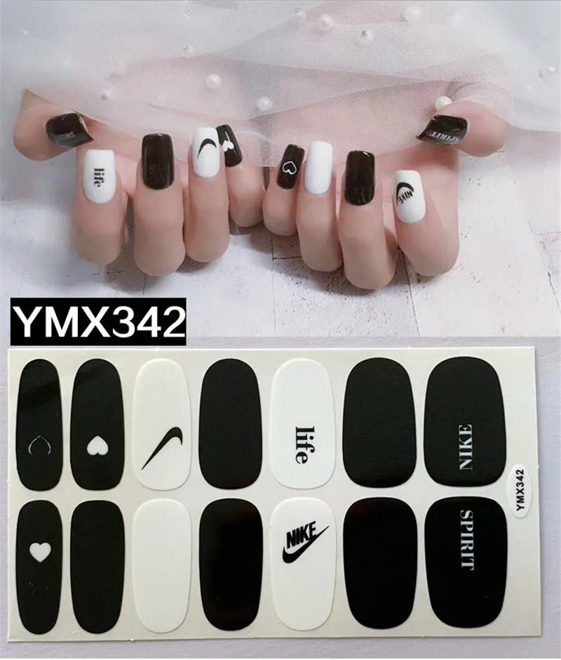 YMX342 1 лист 14 насадок для ногтей Блестящий градиентный цвет клей для ногтей стикер водонепроницаемый винил для ногтей Наклейка украшения наклейки для ногтей - Цвет: YMX342