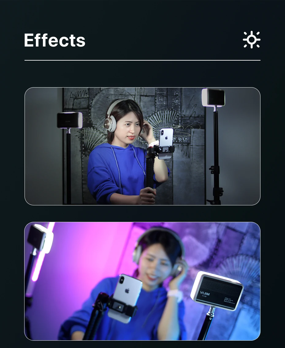 de vídeo com softbox e cor rgb