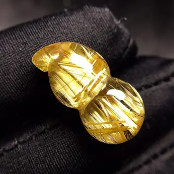

Certificate Natural Gold Rutilated Quartz Wealthy Pendant 21.7*11.2*8.3mm Gourd Crystal Fashion Pendant Jewelry AAAAAA