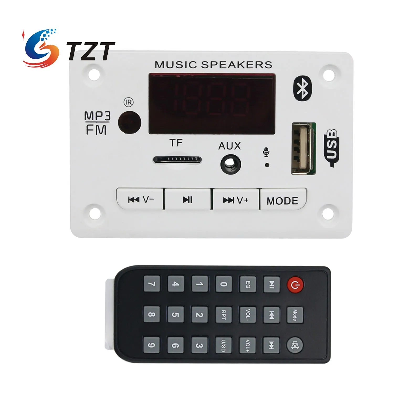 TZT 12V Bluetooth 5.0 Decoder MP3/WMA/WAV/FLAC/APE Audio Decoding Board w/ Recording Hands-free Calling | Электроника