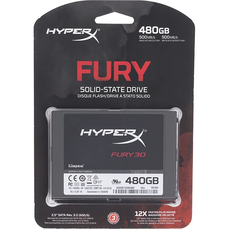 Накопитель SSD Kingston SATA III 480Gb KC S44480 6F Fury 3D 2.5&quot|Внешние SSD| |