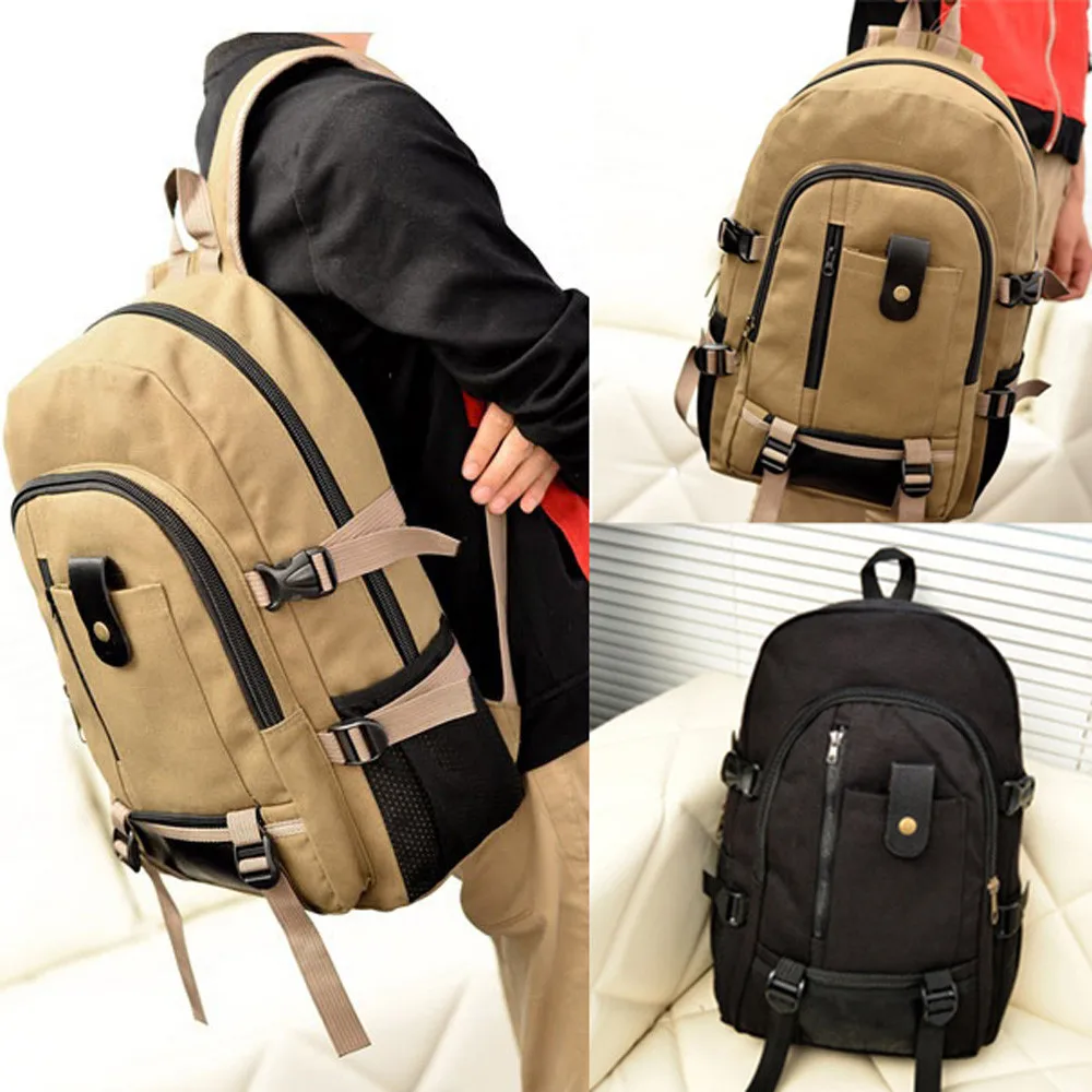 Anti Theft Men Canvas Backpack Vintage Satchel Rucksack School Travel Shoulder Bag Waterproof Large Capacity Laptop Backpack#09