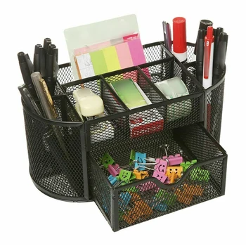 

Metal Pen Holder Desk Tidy Mesh Organizer Stationery Container For Home Office School Multi-Functional Desk Organizer Mesh Metal