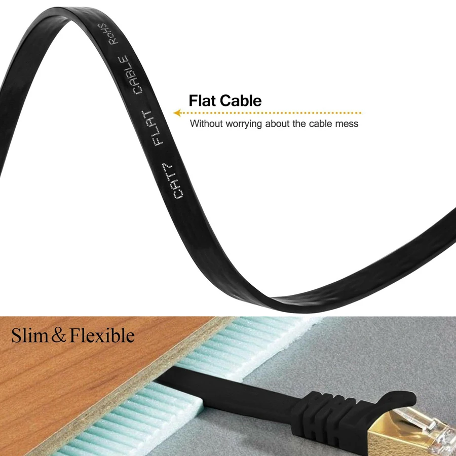 Сетевой Кабель Cat 7 с защитой Ethernet RJ45 плоский патч кабель Cat7 для