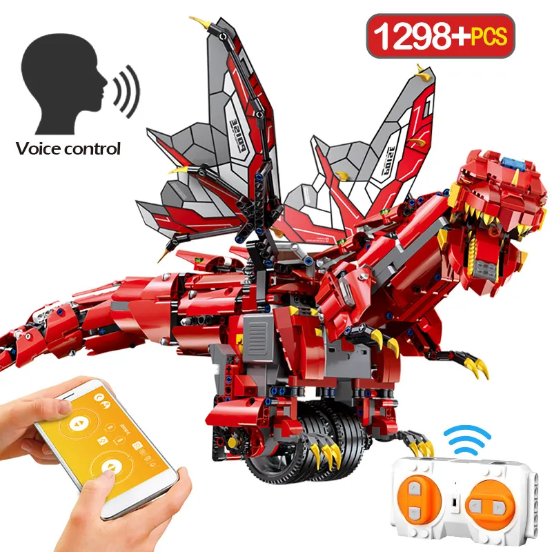 

1153pcs Toys For Children RC APP Remote Control Mechanical Dinosaur Building Blocks Legoingly Technic Dinosaur Education Bricks