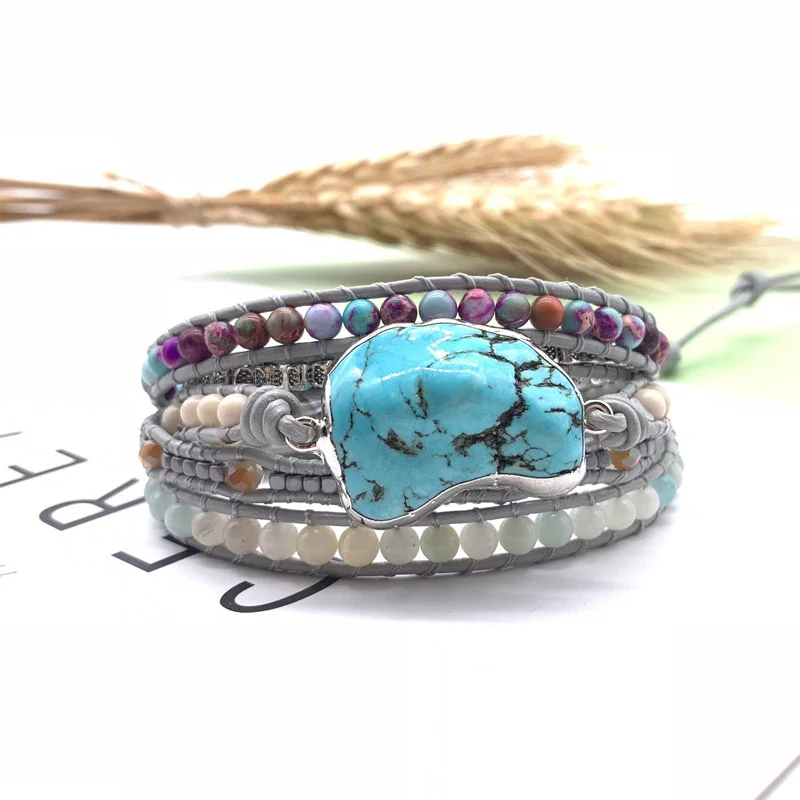 hand-knitted leather bracelet bohemian wind bracelet 5-stripe chakra bracelet