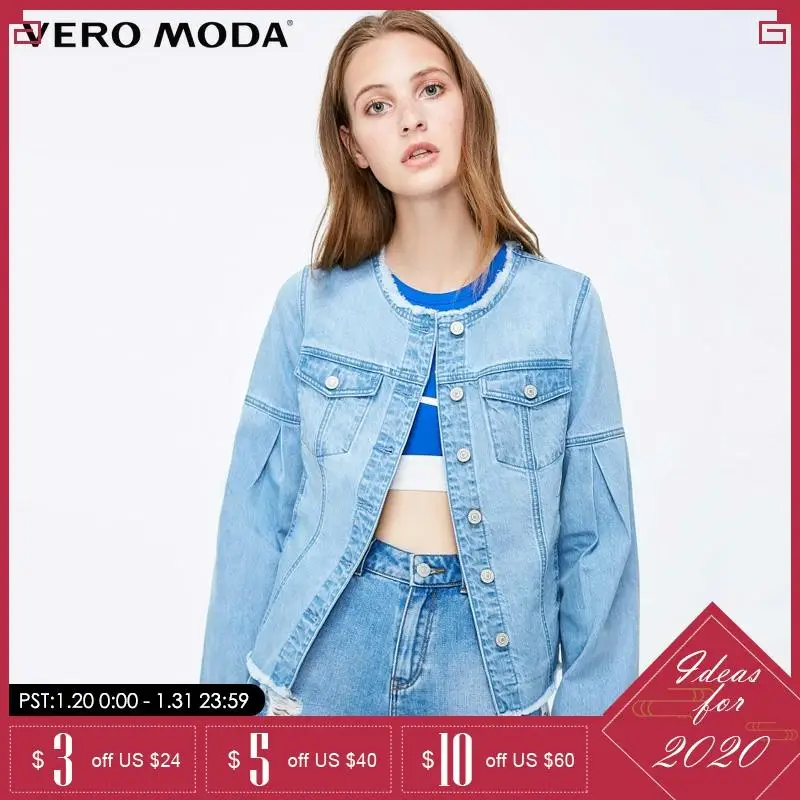 remarkable  Vero Moda 2019 new round collar Denim Jacket coat 318357503