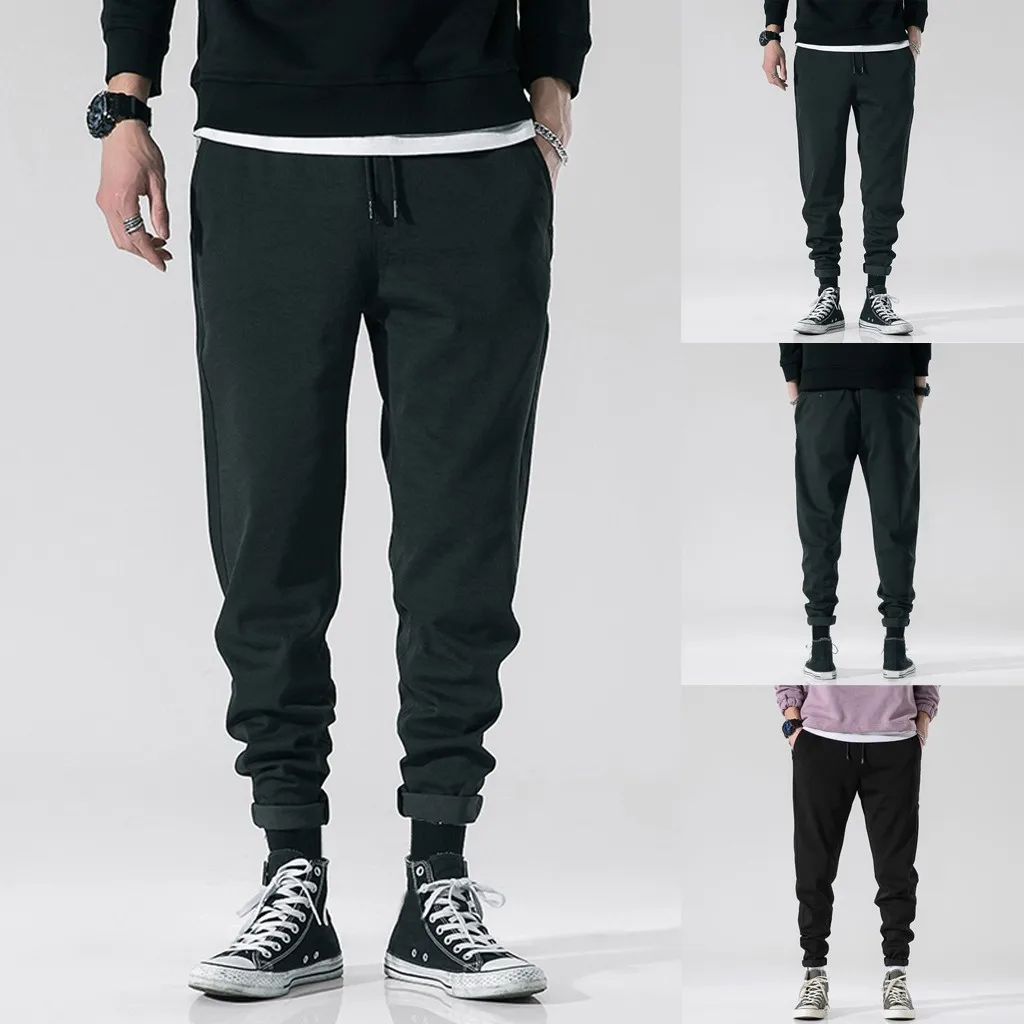 Повседневное брюки Для мужчин хлопок Slim Fit Мужские брюки Чинос; Новая модная Повседневное на открытом воздухе карман пляжные брюки с эластичным поясом, длинные штаны