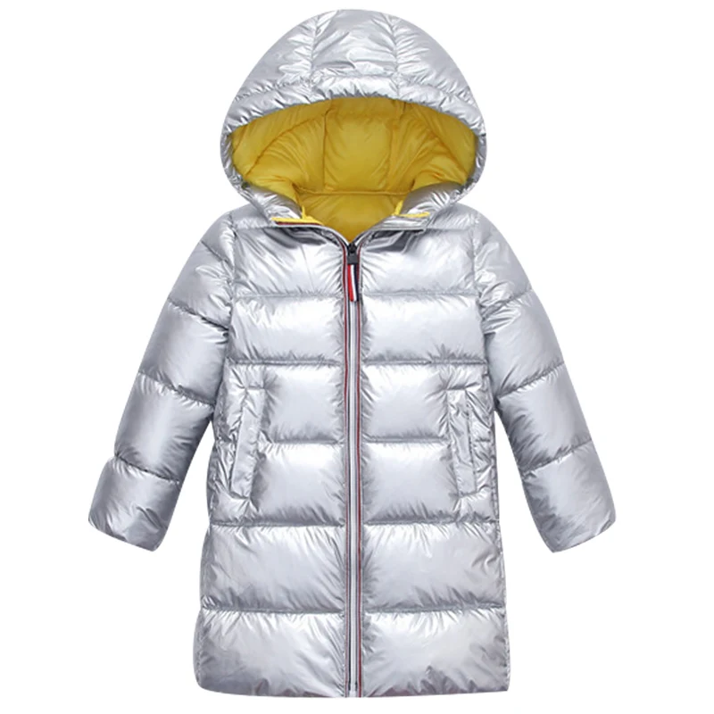 Fashion bright winter new children's clothing space Sibling outfit down jacket boys and girls baby children thick long coat