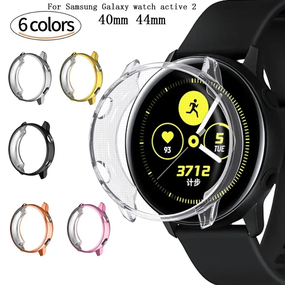 

Classic Silicone Case For Samsung Galaxy Watch Active 2 44mm 40mm Plating protective shell Hd Full Screen Protection Cover Cases