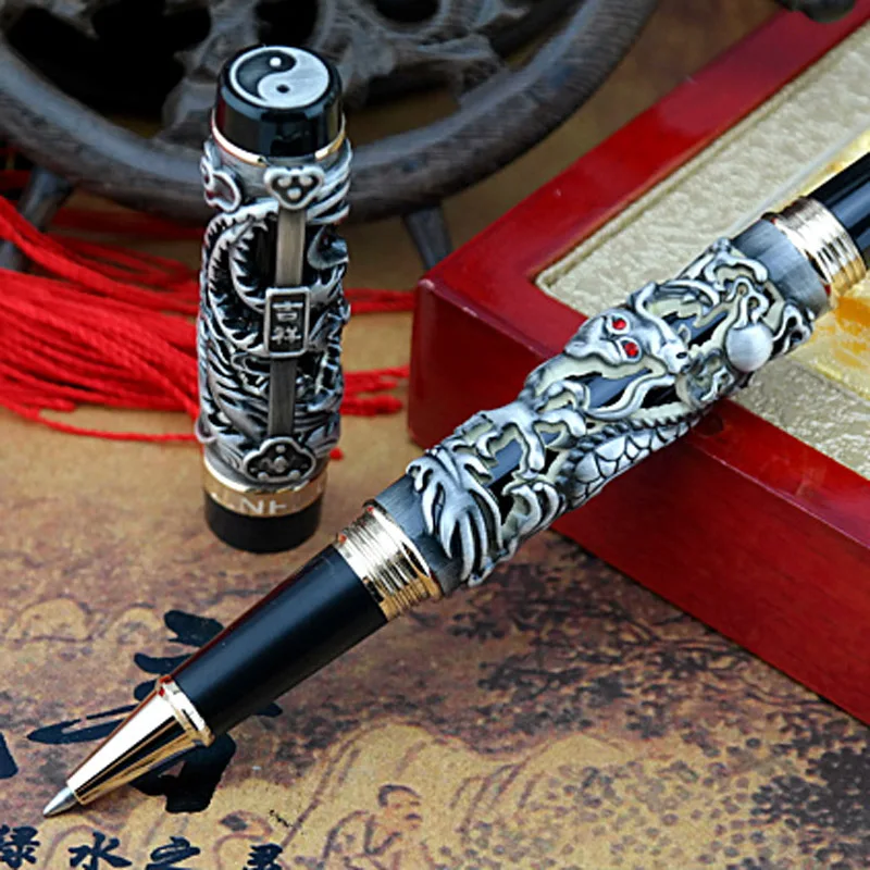 Jinhao рельефный дракон удобный серебристый пистолет серого цвета Классический