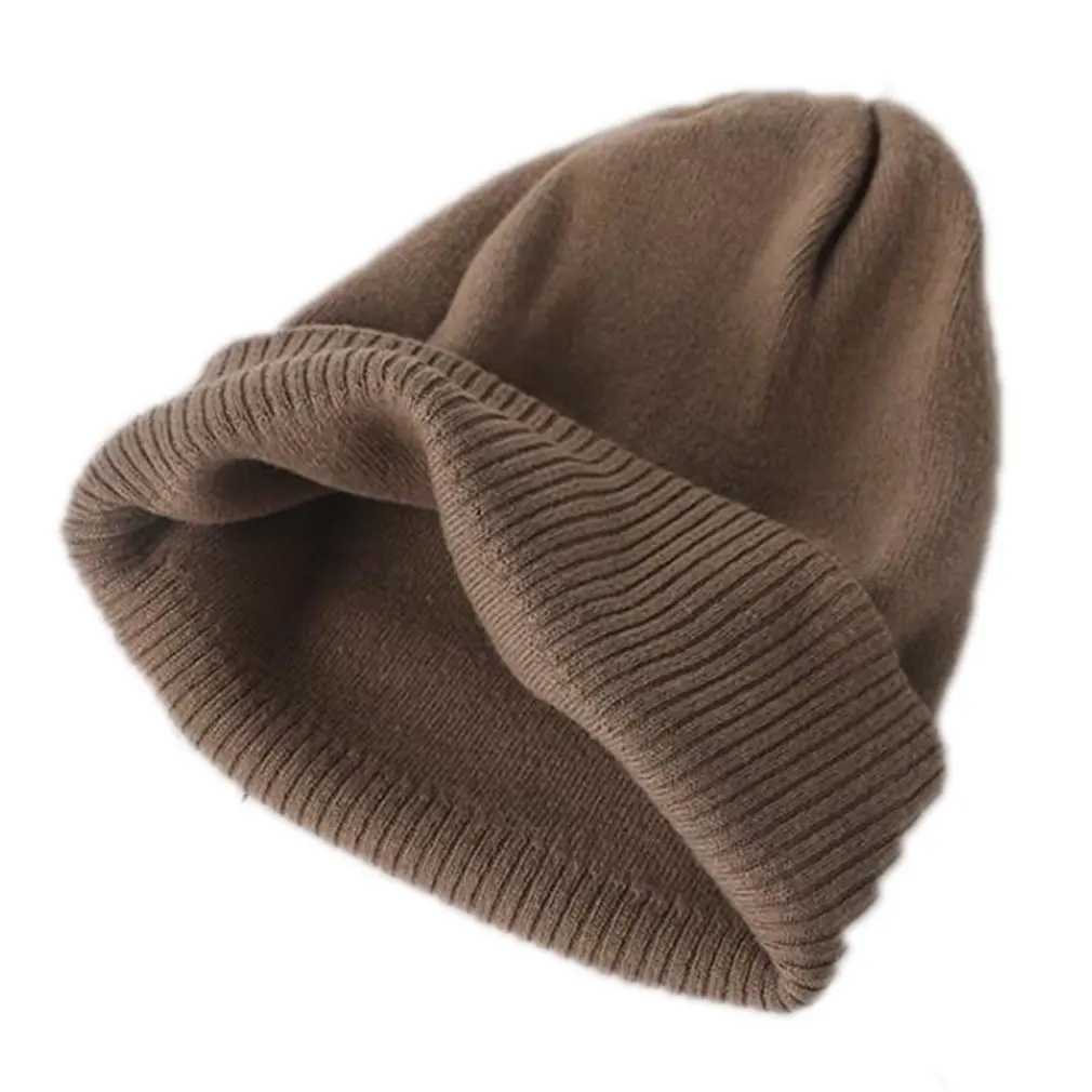 khaki Новинка! НОВАЯ шапка осень и зима, простая одноцветная вязаная шапка в Корейском стиле, Толстая теплая Корейская версия диких шерстяных шапок - Цвет: khaki